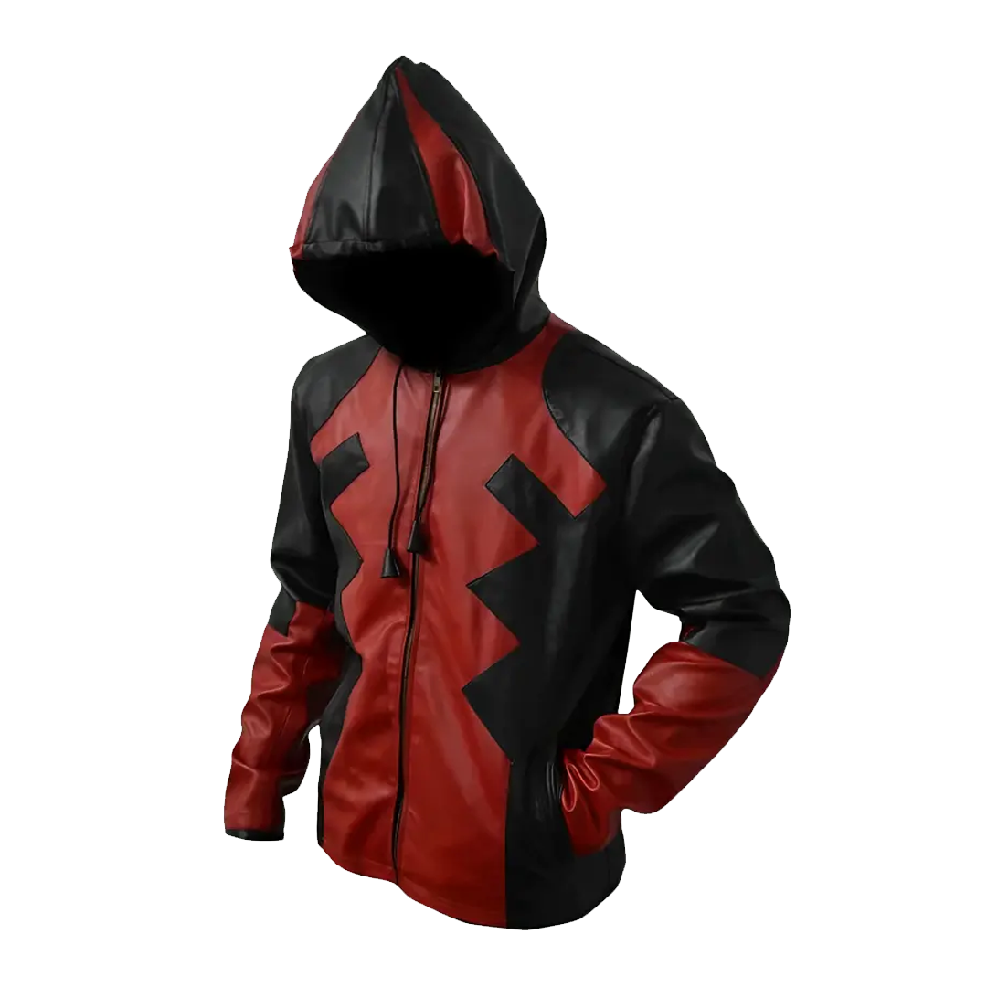 Deadpool Game Red Leather Hooded Jacket