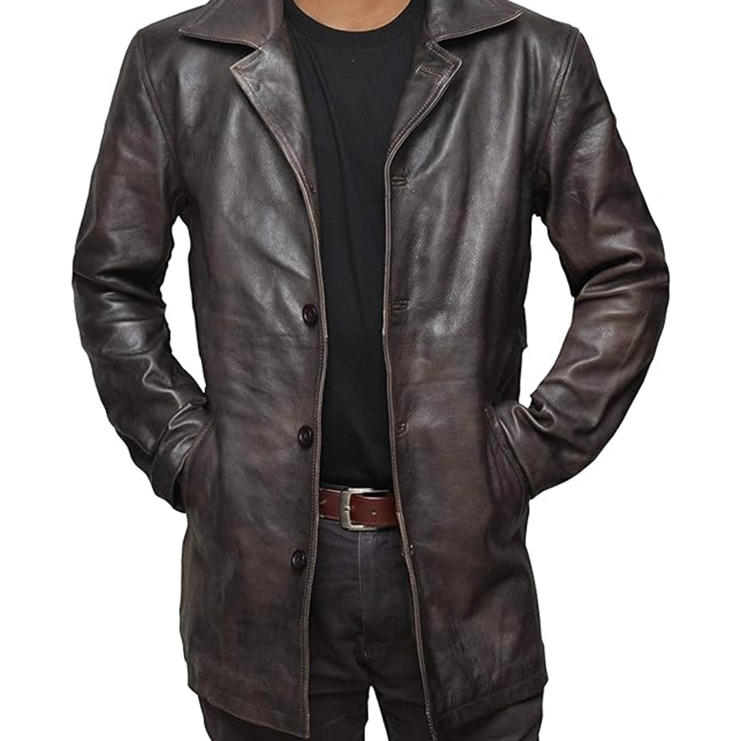 Men's Natural Look Original Leather Coat