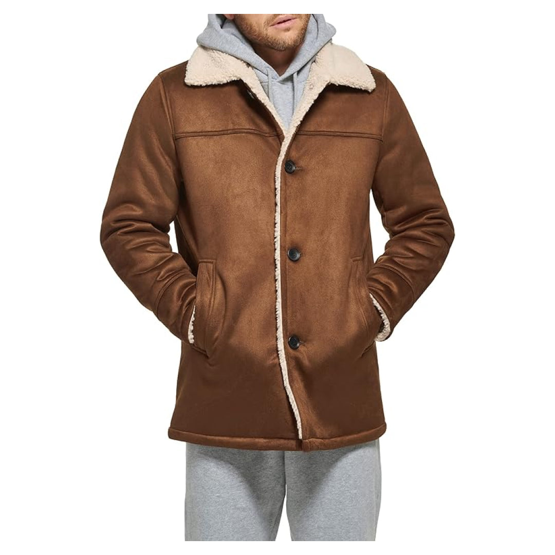 Men's Brown Classic Shearling Leather Coat