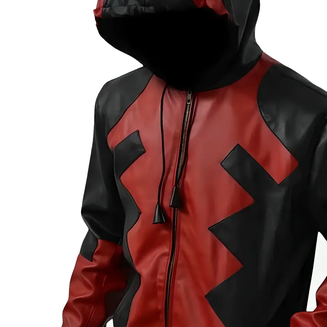 Deadpool Game Red Leather Hooded Jacket