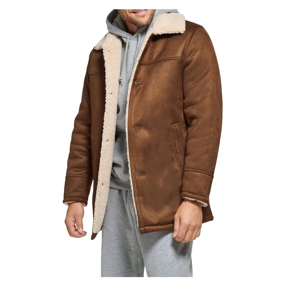 Men's Brown Classic Shearling Leather Coat