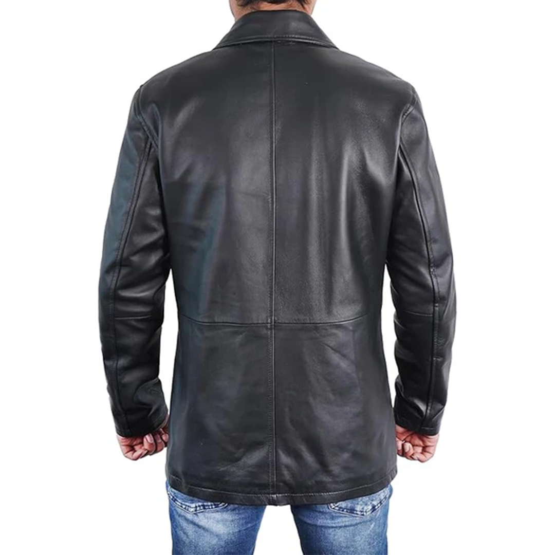 Men's Winter Real Leather Car Long Coat