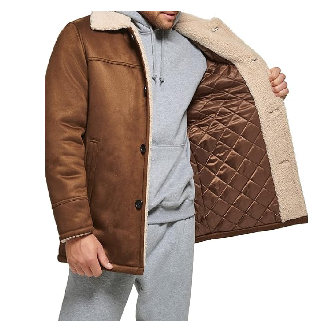 Men's Brown Classic Shearling Leather Coat