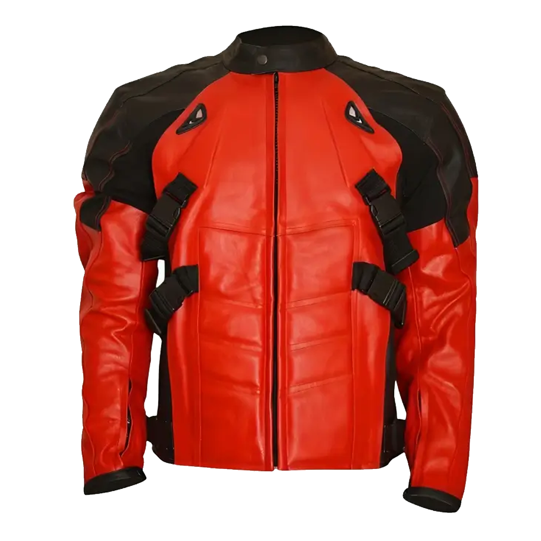 Deadpool Red Leather Biker Jacket