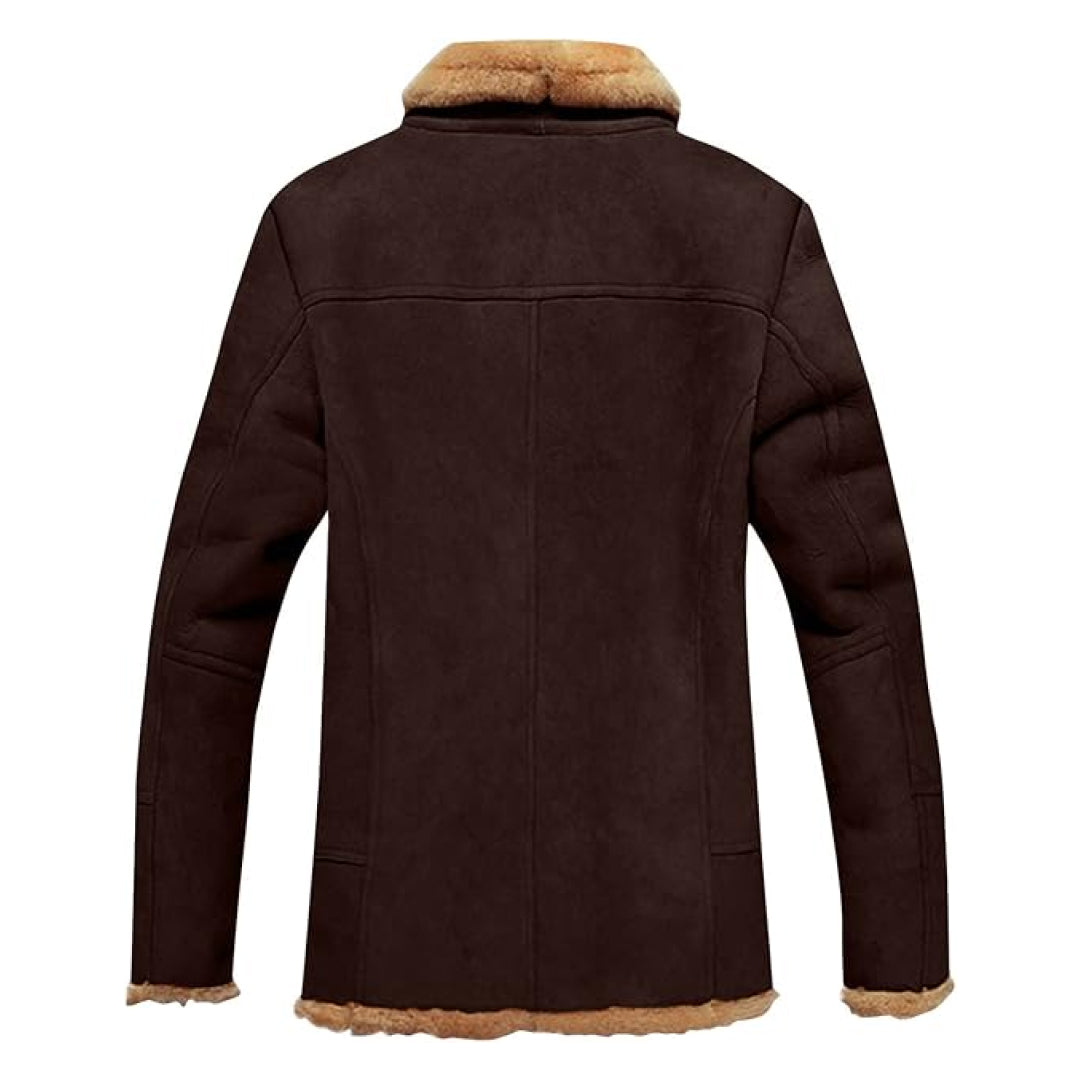 Men's Thermal Sherpa Lined Suede Leather Coat