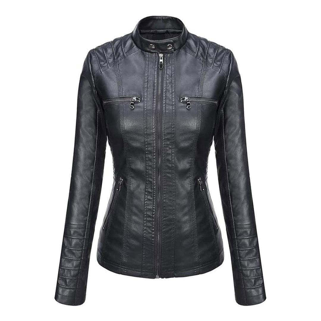 Women's Removable Hood Stylish Biker Jacket