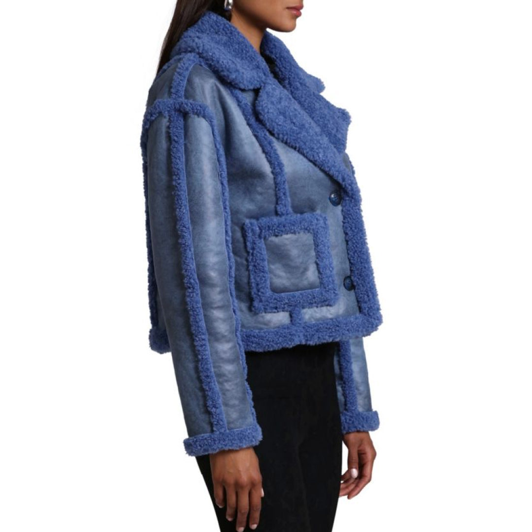 Women's Blue Original Fur Cropped Jacket