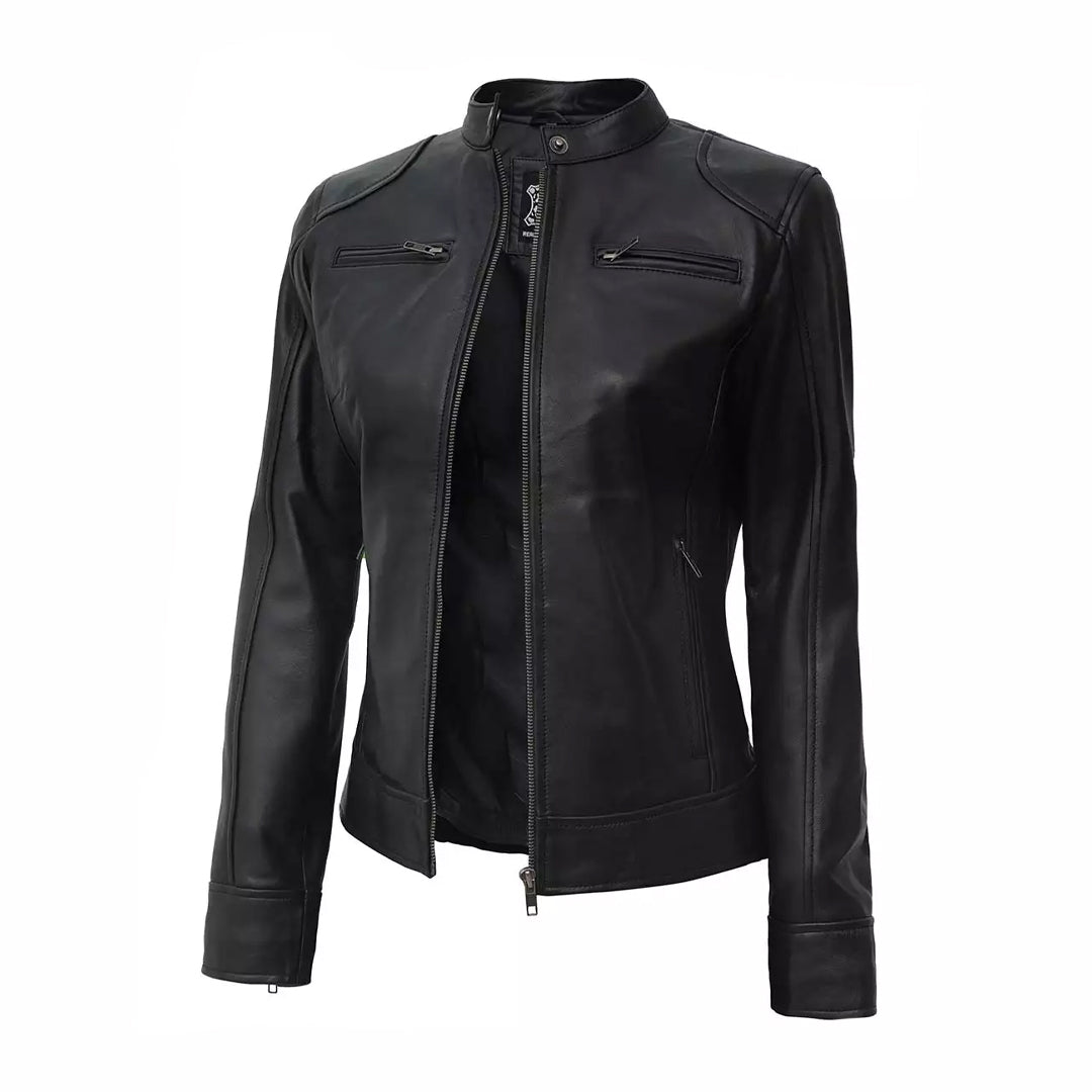 Women's Real Premium Biker Black Leather Jacket