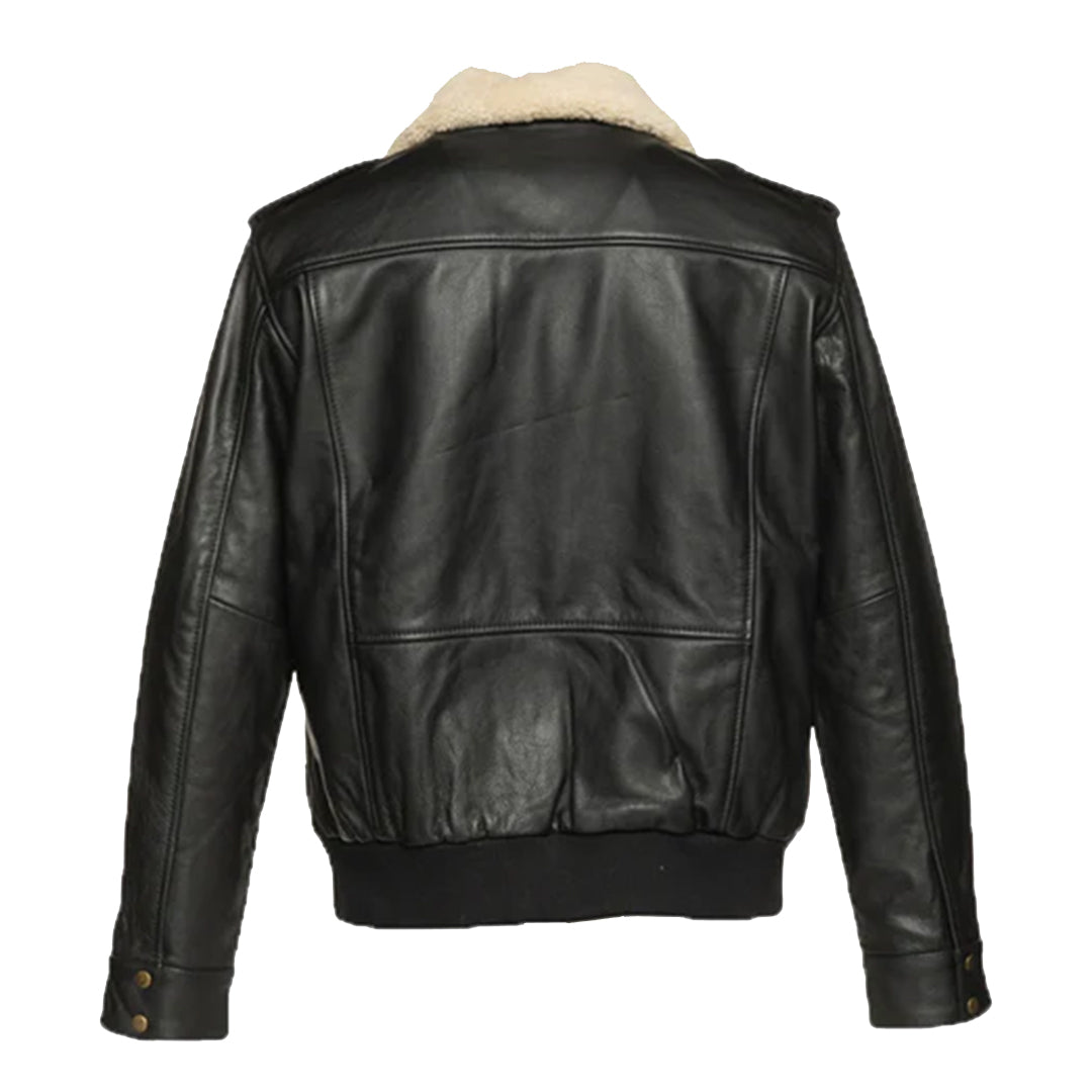 Men's Black Alaric Shearling Collar Bomber jacket