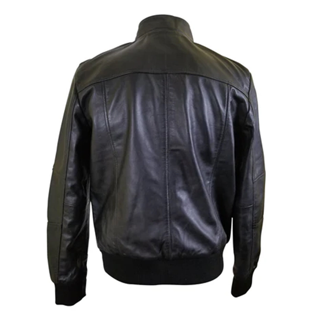 Men's Black Greig's Bomber Leather Jacket