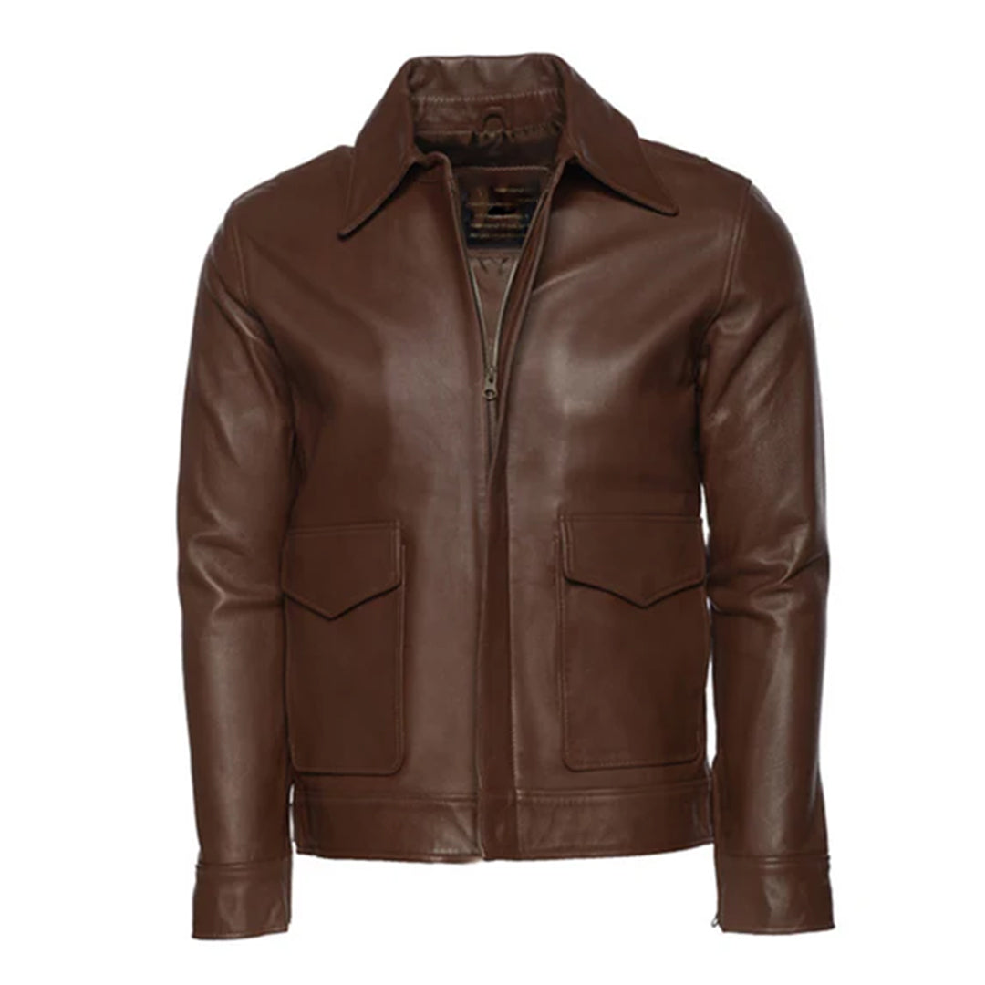 Men's Brown Raphael Bomber Leather Jacket