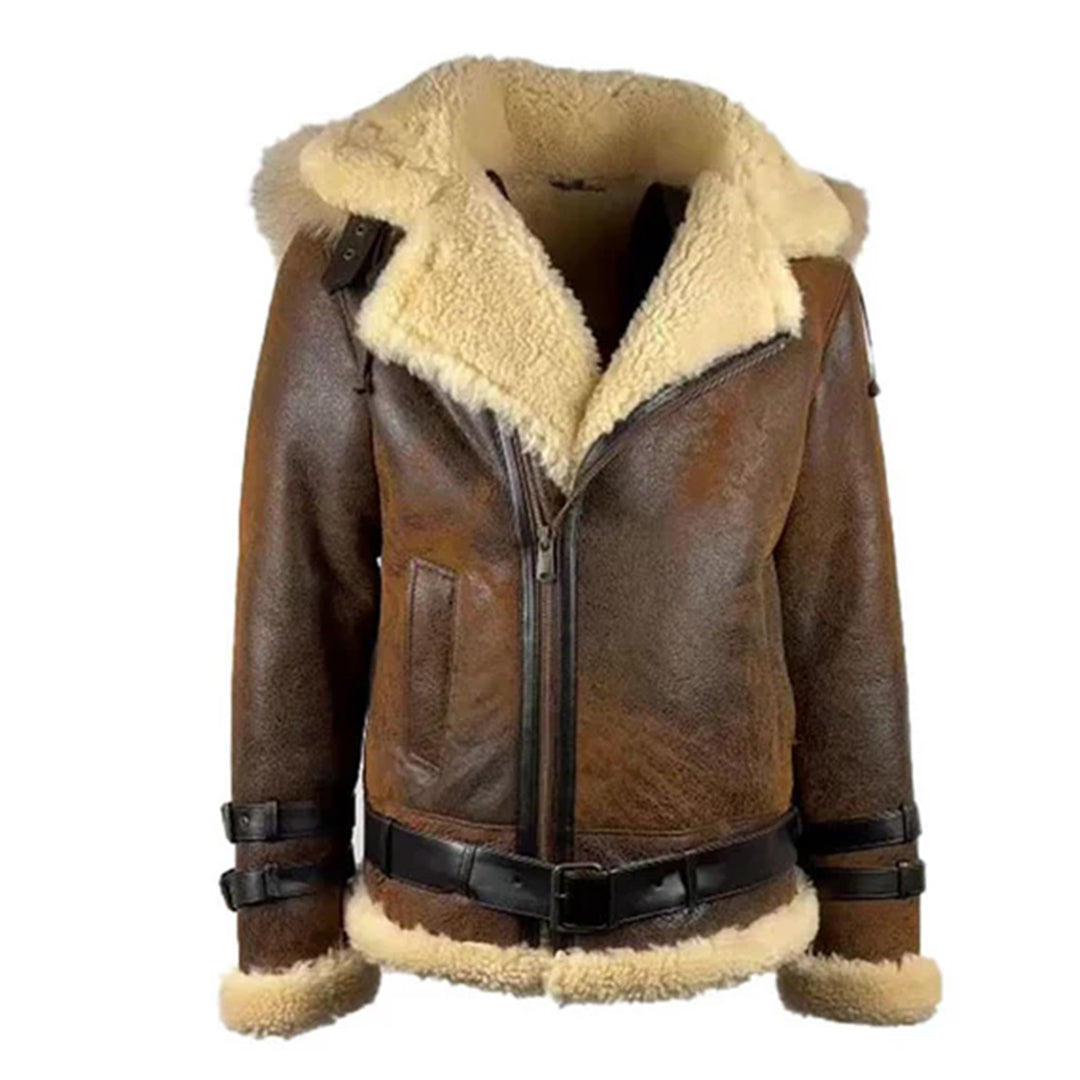 Men's Brown Rocco Distressed Shearling Leather Jacket