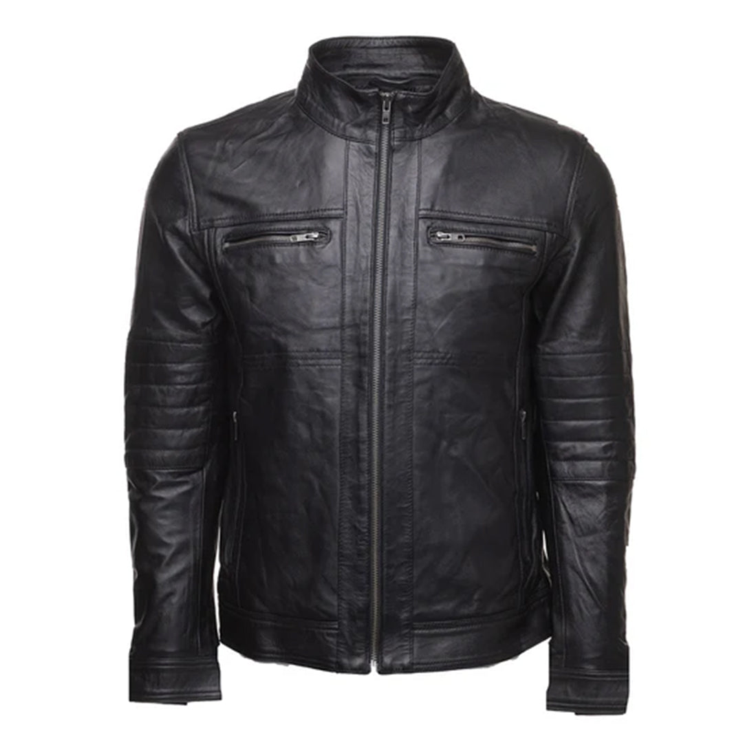 Men's Black Wilder Removable Hoodie Leather Jacket