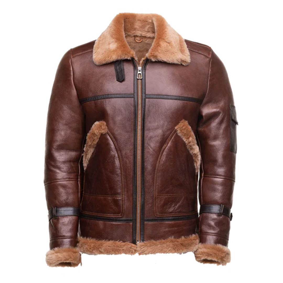 Men's Brown Esa Bomber Shearling Jacket