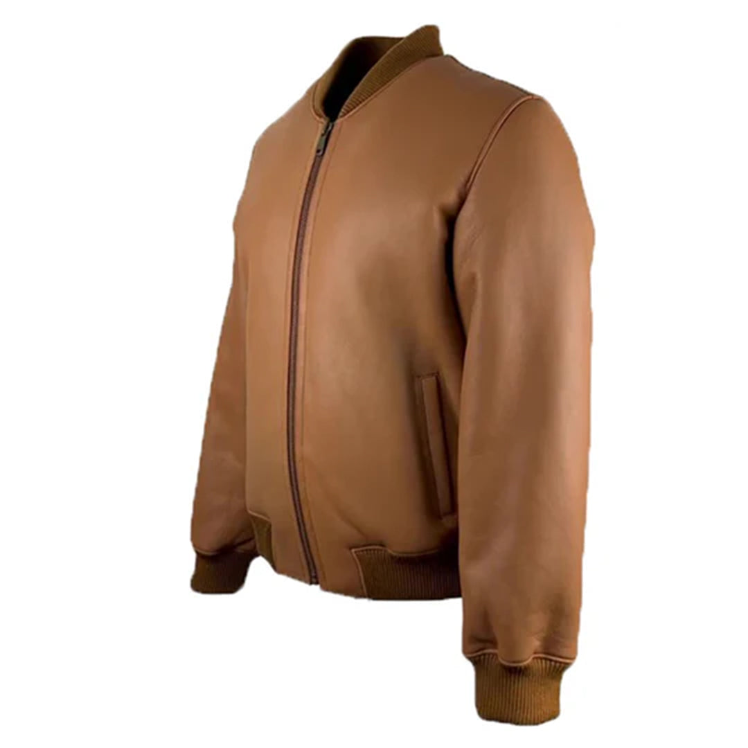 Men's Tan Jonathan Bomber Leather Jacket