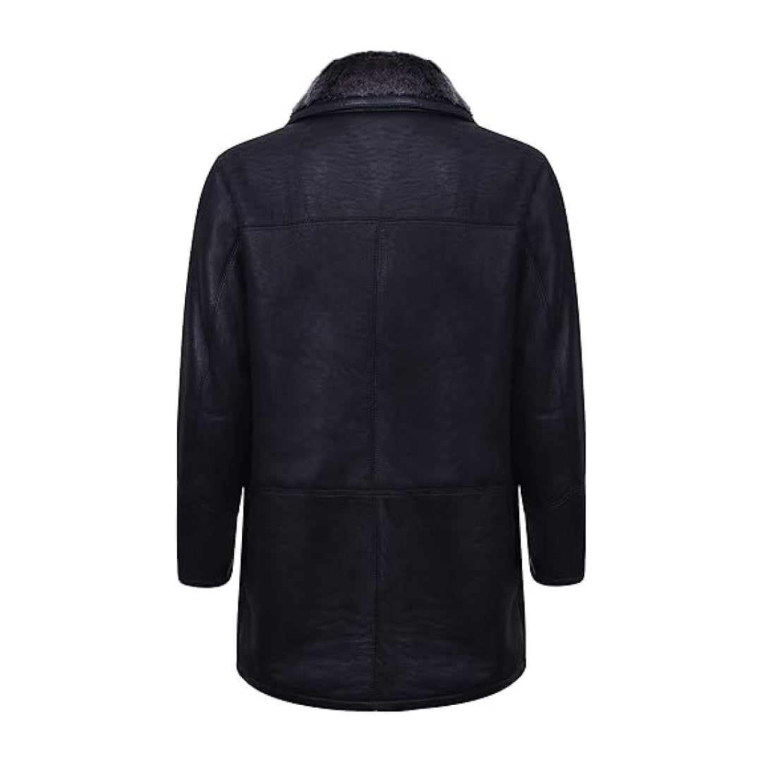 Men's Black Warm Nappa Leather Shearling Coat