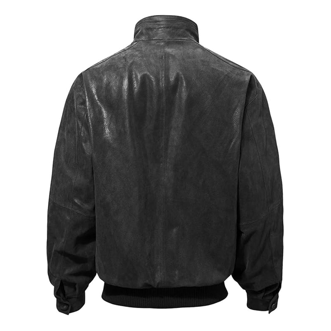 Men's Casual Real Leather Bomber Jacket