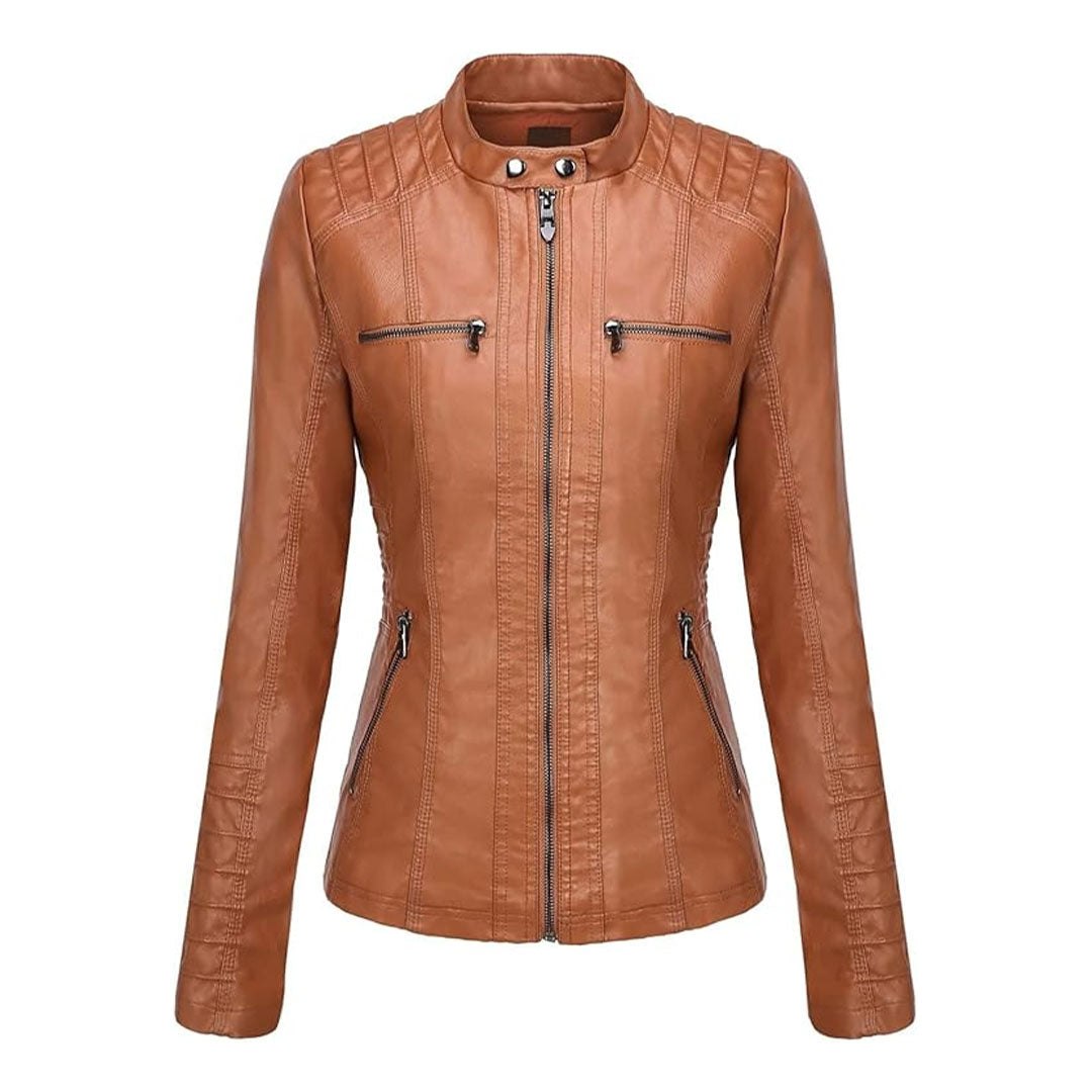 Women's Removable Hood Stylish Biker Jacket