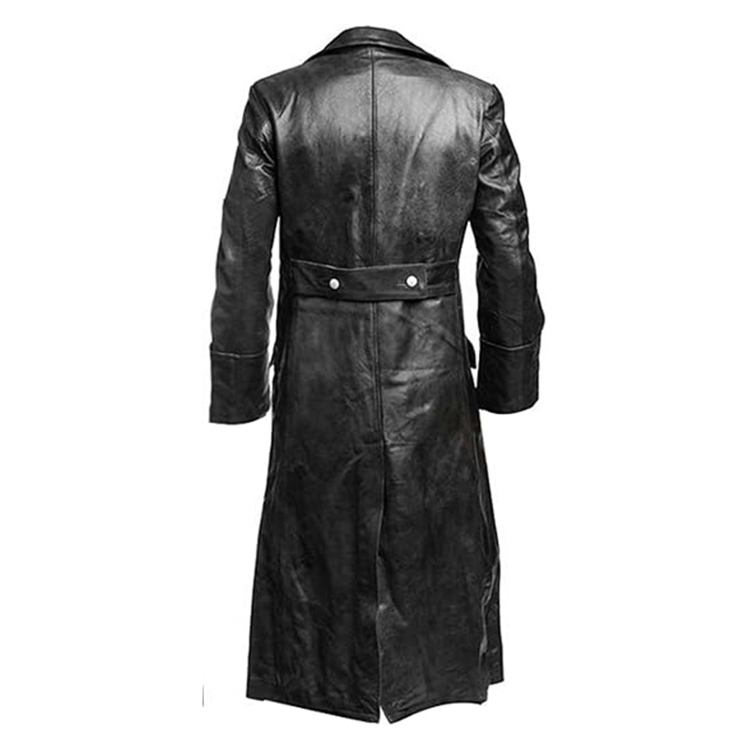 Men's Classic Officer WW2 Leather Trench Coat