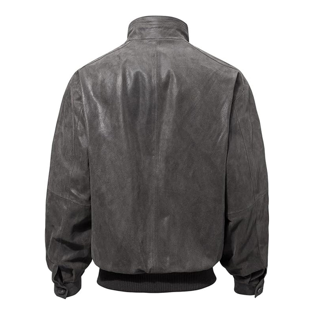 Men's Casual Real Leather Bomber Jacket