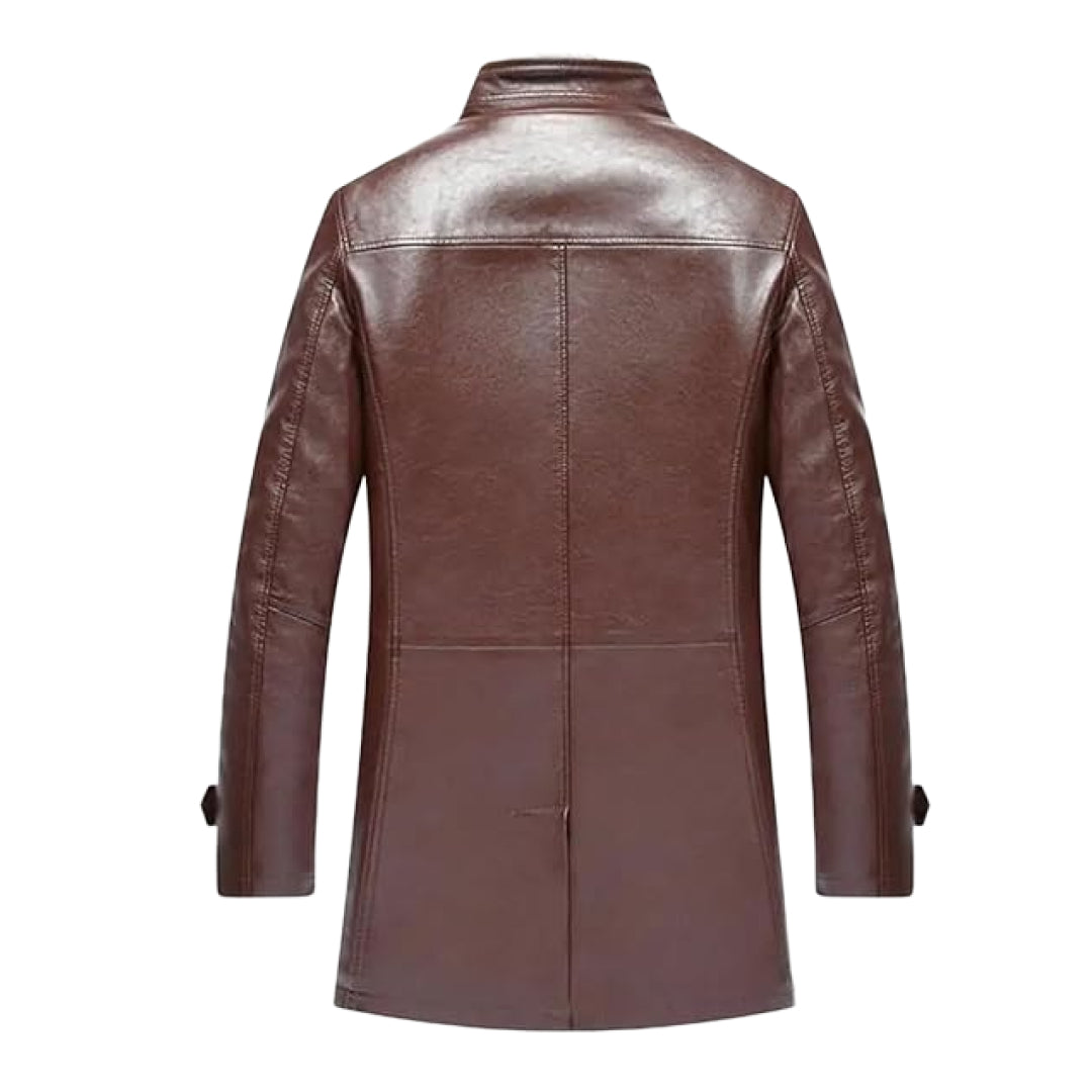 Men's Parka Long Plush Thick Genuine Leather Coat