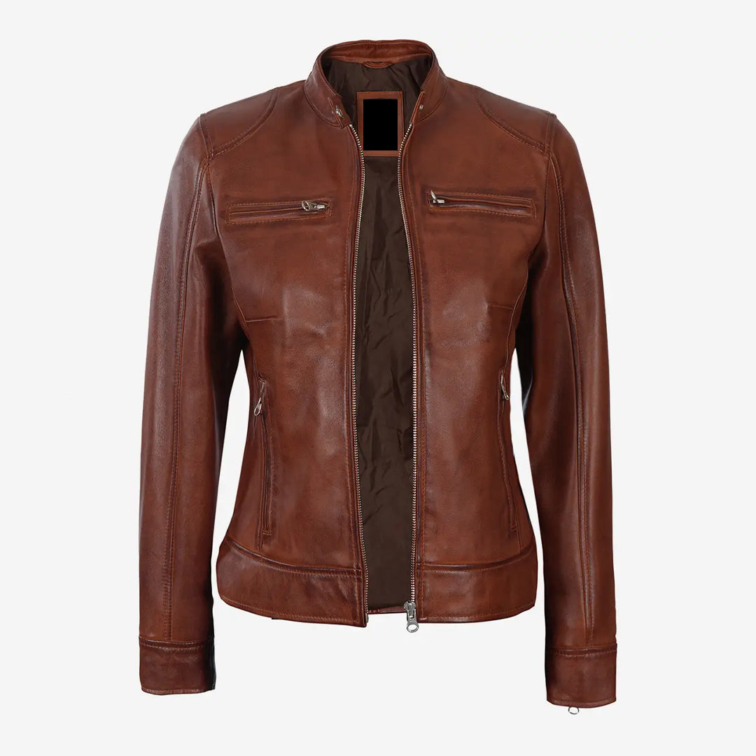 Women's Waxed Real Moto Leather Jacket