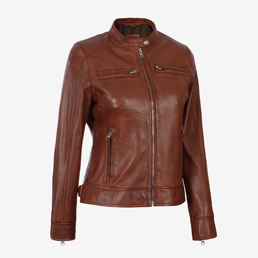 Women's Waxed Real Moto Leather Jacket