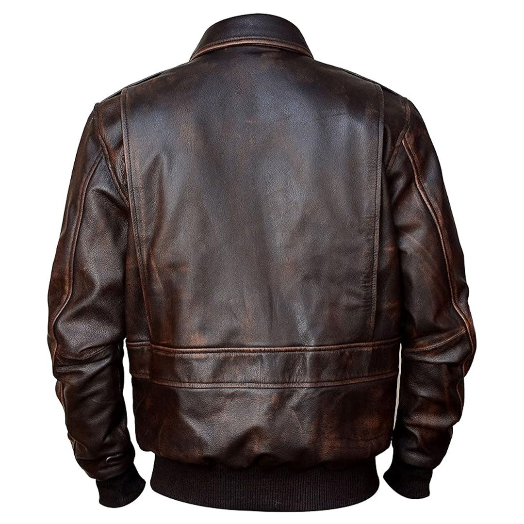 Men's Aviator A2 Distressed Leather Bomber Jacket