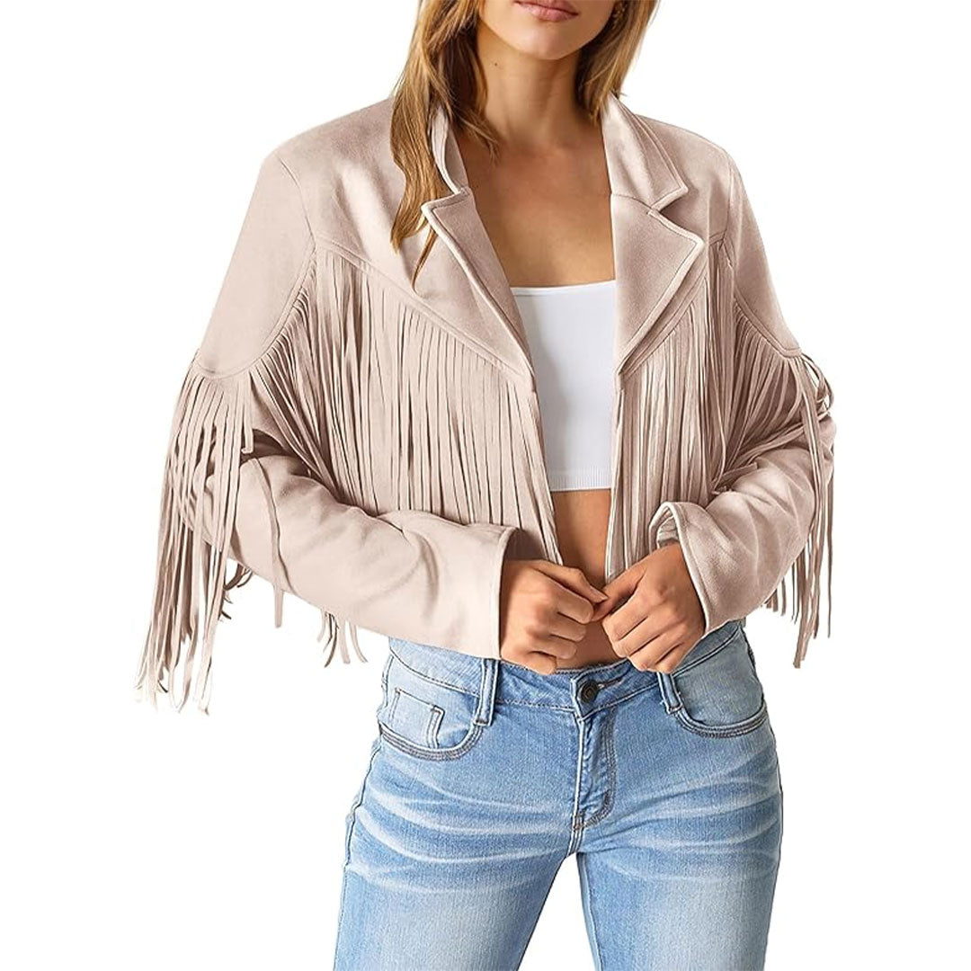 Women's Moto Fringe Suede Leather Jacket