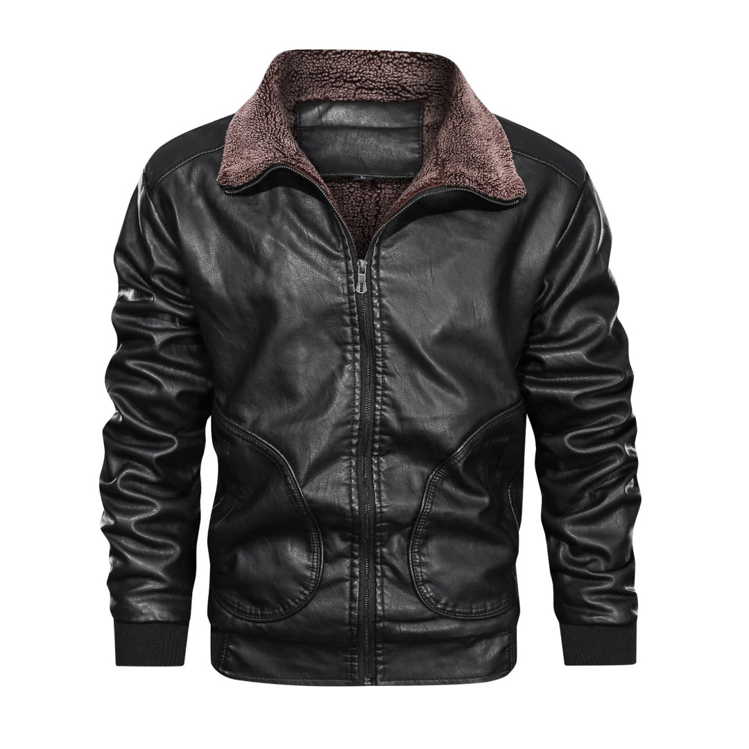 Men's Motorcycle Windproof Genuine Leather Jacket