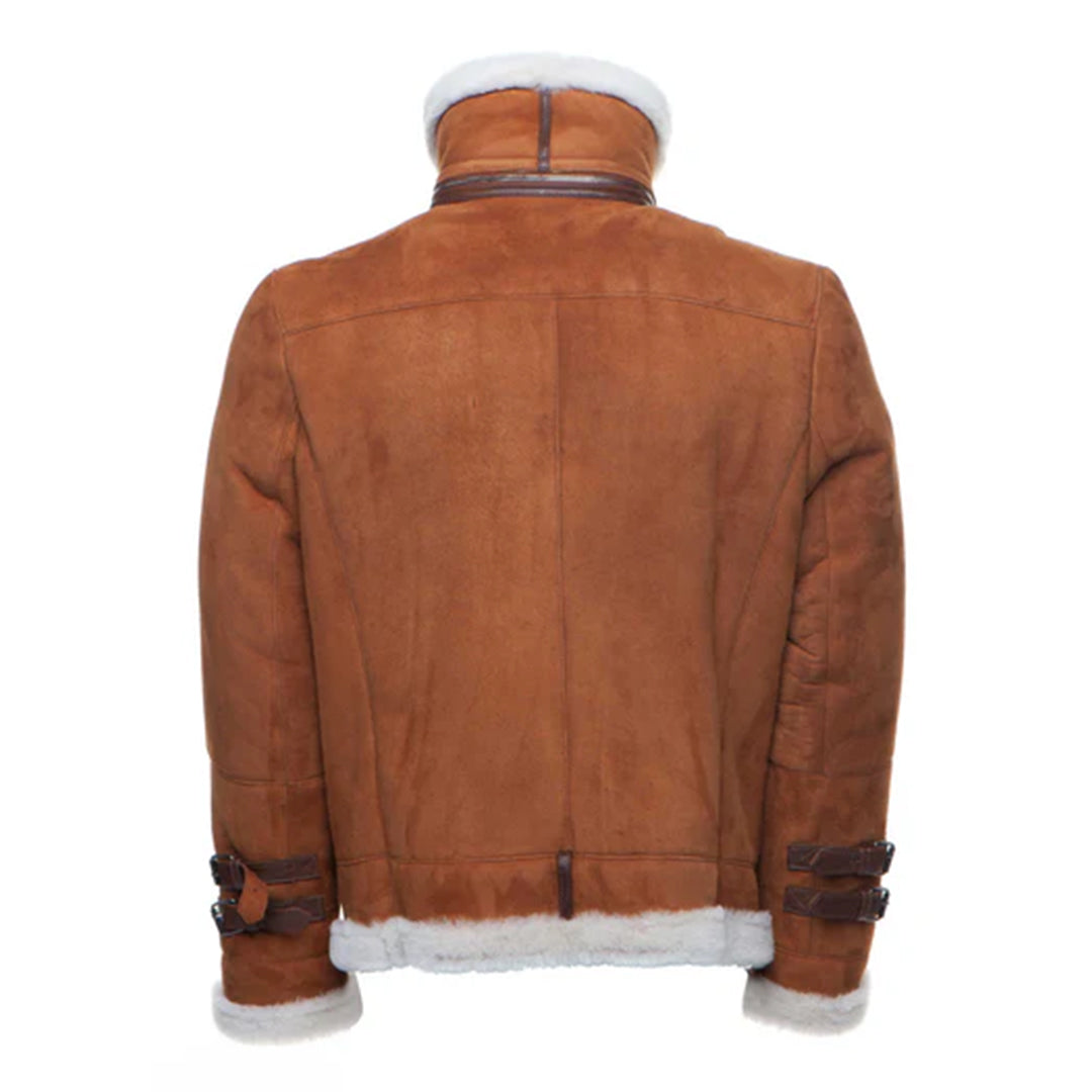 Men's Brown Hagan's Bomber Suede Shearling Jacket