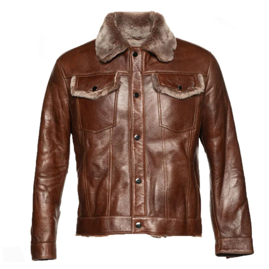 Men's Brown Dashiell Trucker shearling jacket