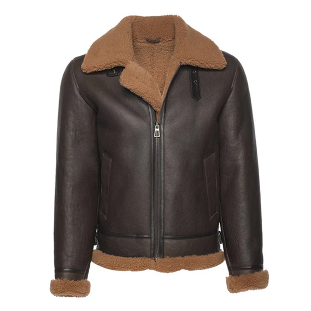 Men's Brown Rob Bomber Shearling Jacket