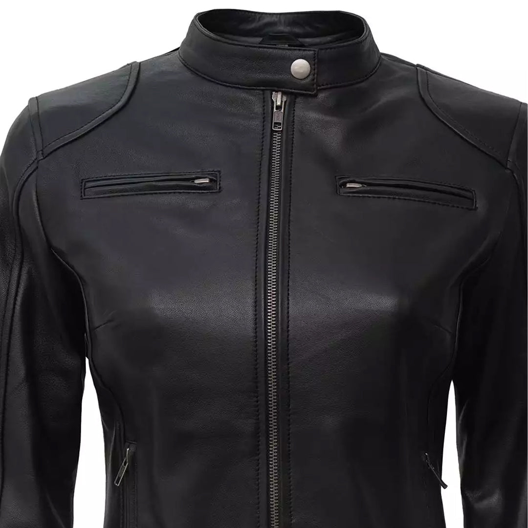 Women's Real Premium Biker Black Leather Jacket