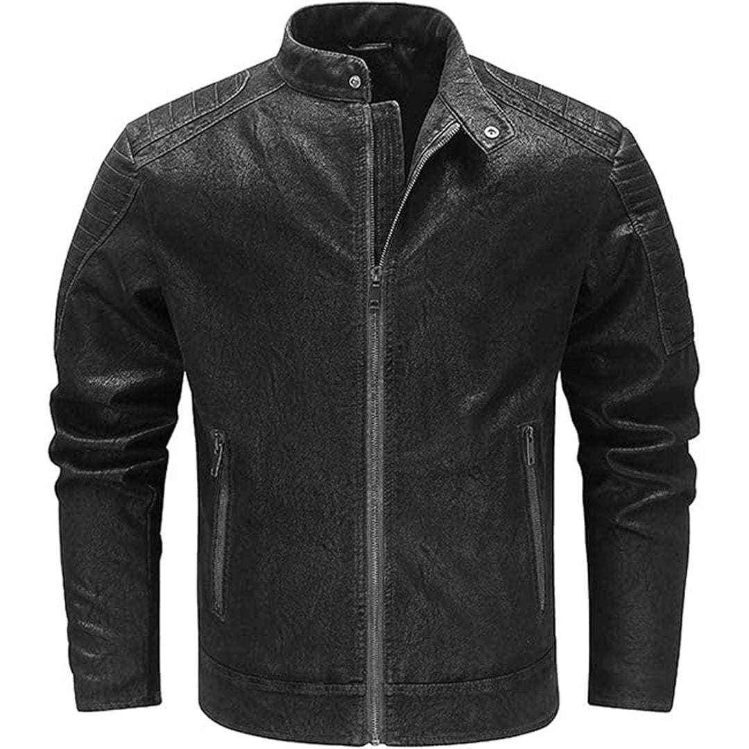 Men's Classic Genuine Leather Biker Jacket