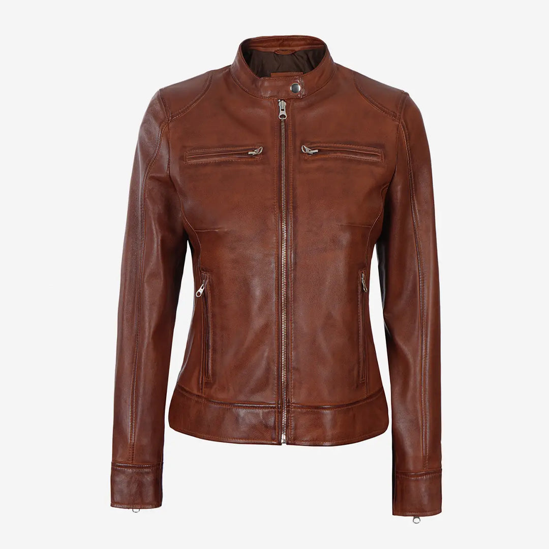 Women's Waxed Real Moto Leather Jacket