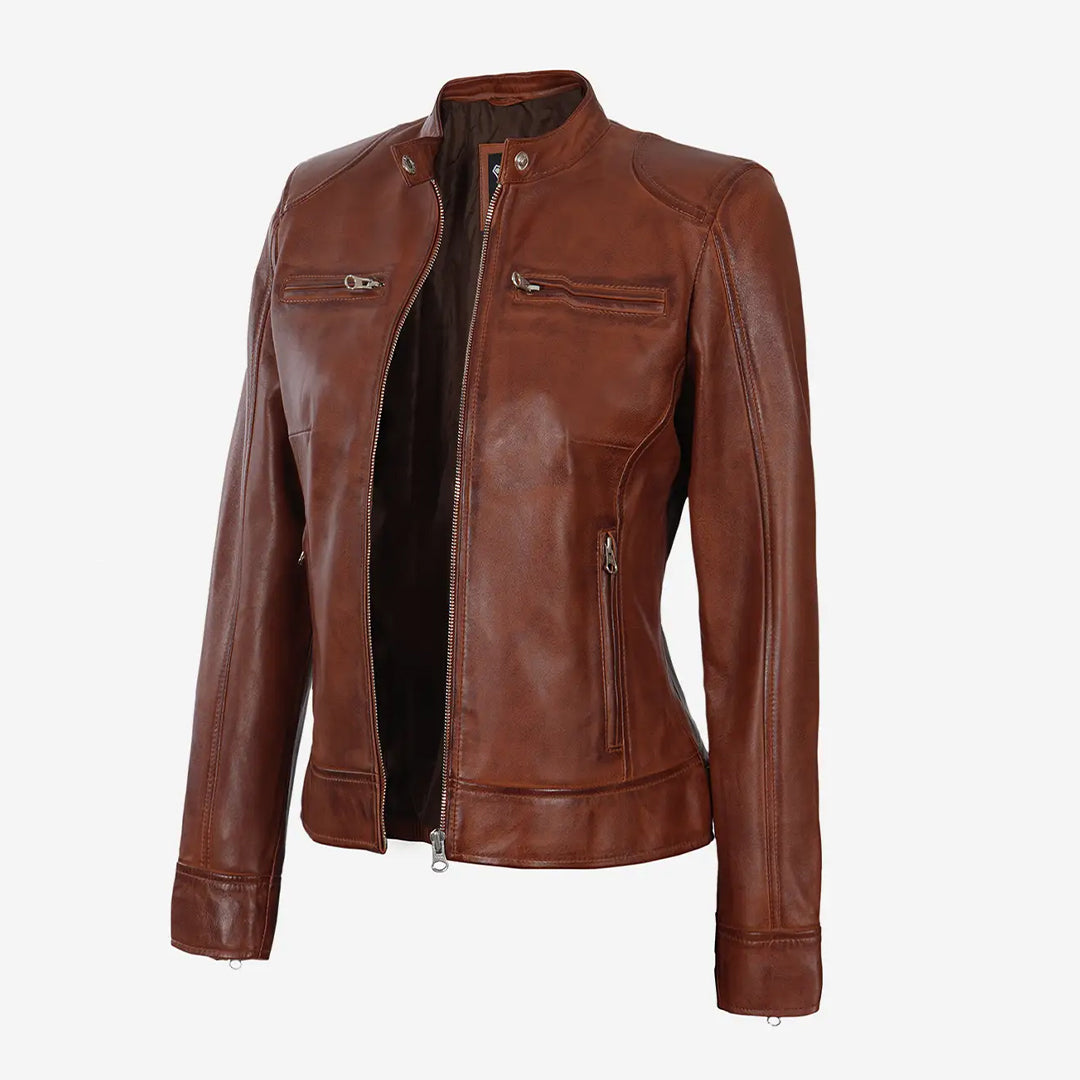 Women's Waxed Real Moto Leather Jacket