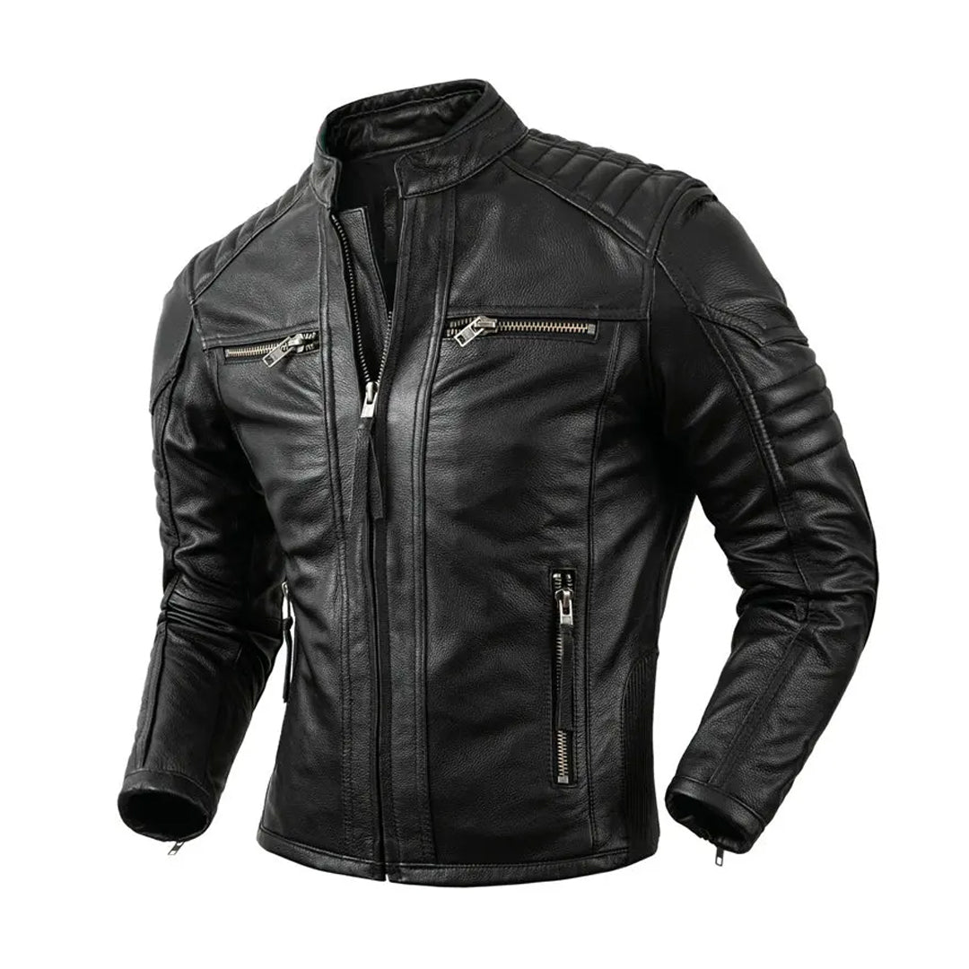 Men's Stand Up Collar Original Leather Jacket