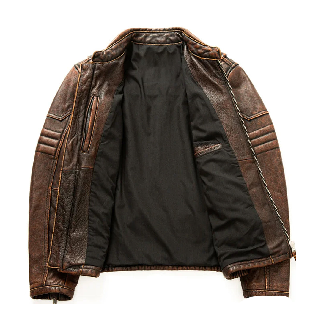 Men's Stand Up Collar Original Leather Jacket