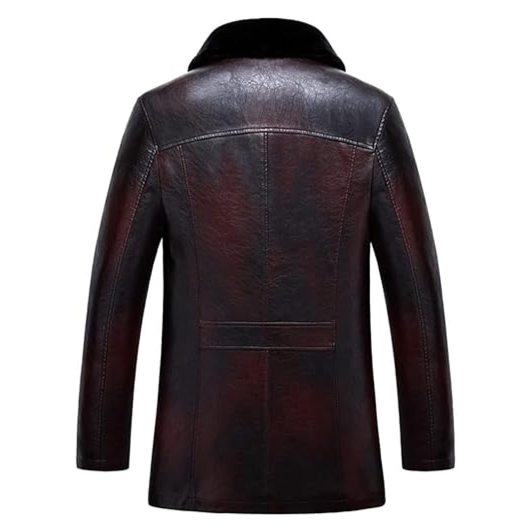 Men's Brownish Slim Fit Shearling Real Leather Coat