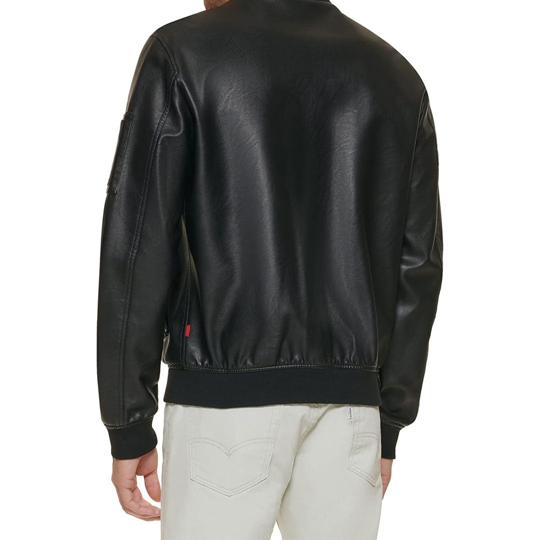 Men's Full Zip Real Leather Bomber Jacket