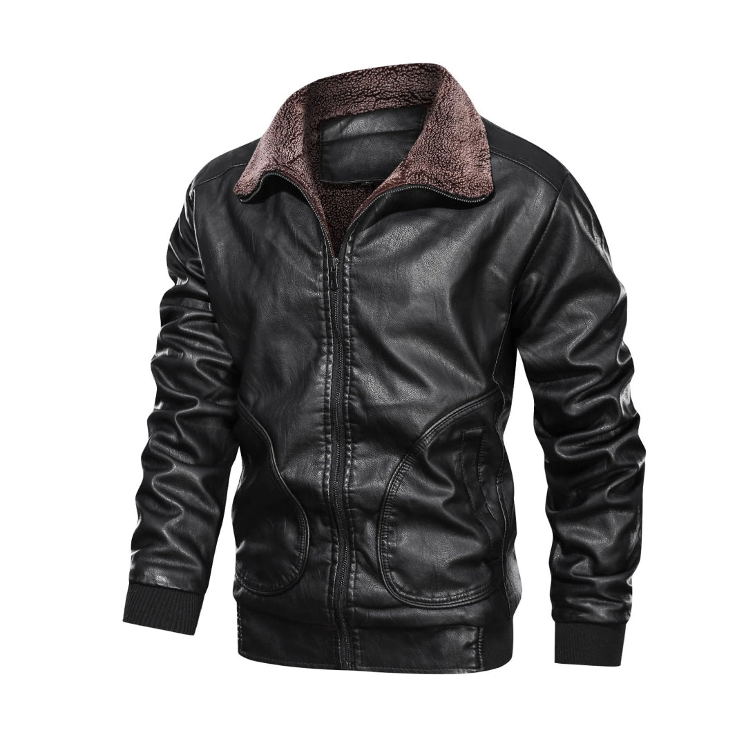 Men's Motorcycle Windproof Genuine Leather Jacket