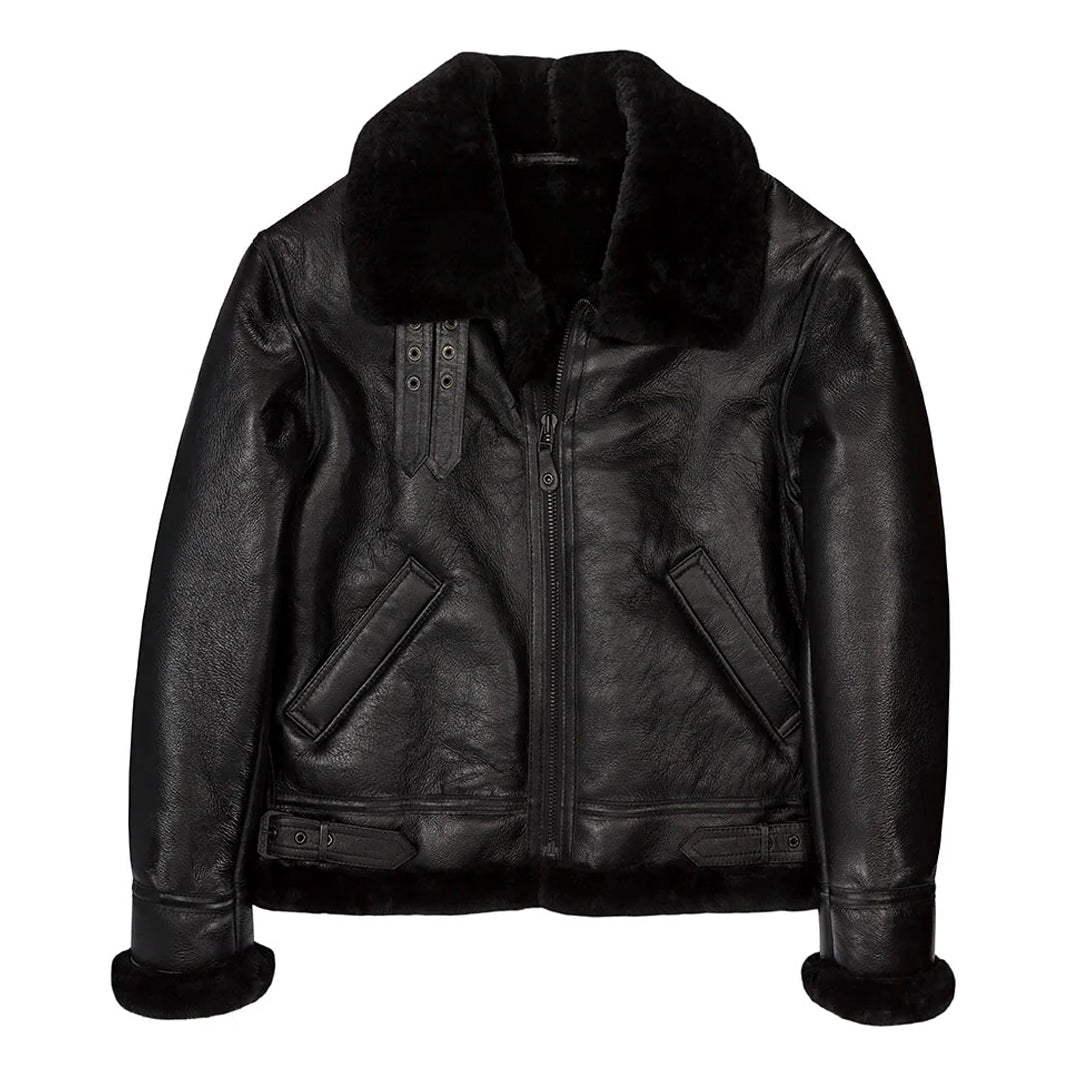 Men's Black B-3 Shearling Leather Jacket