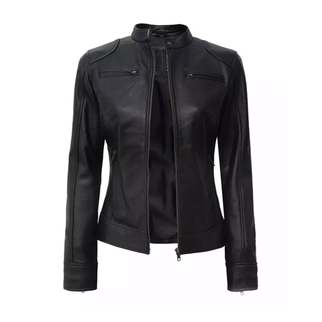 Women's Real Premium Biker Black Leather Jacket