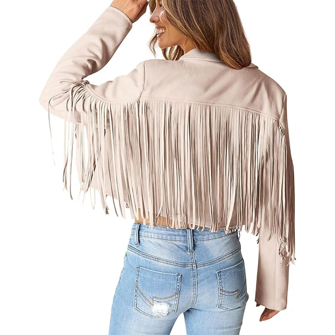 Women's Moto Fringe Suede Leather Jacket