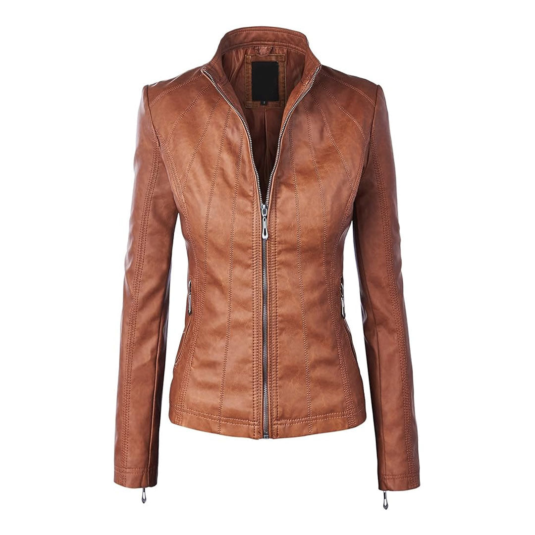 Women's Oversized Asymmetrical Belted Biker Leather Jacket