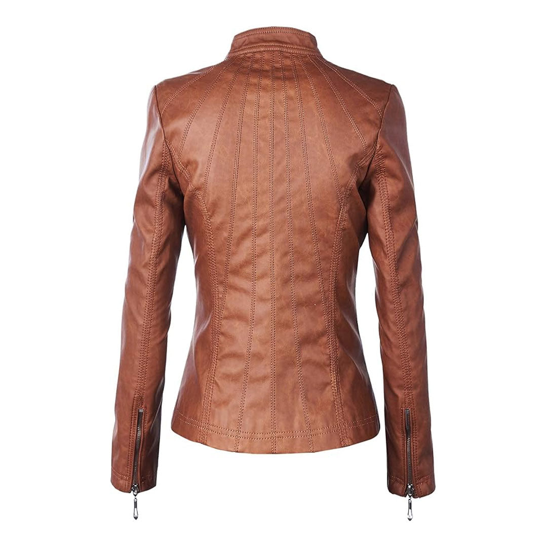 Women's Oversized Asymmetrical Belted Biker Leather Jacket