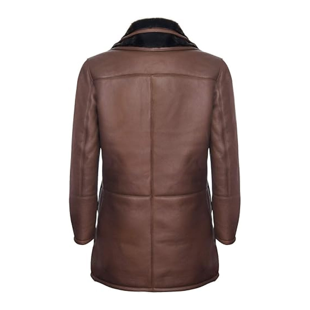 Men's Brown Nappa Pilot Leather Trench Coat