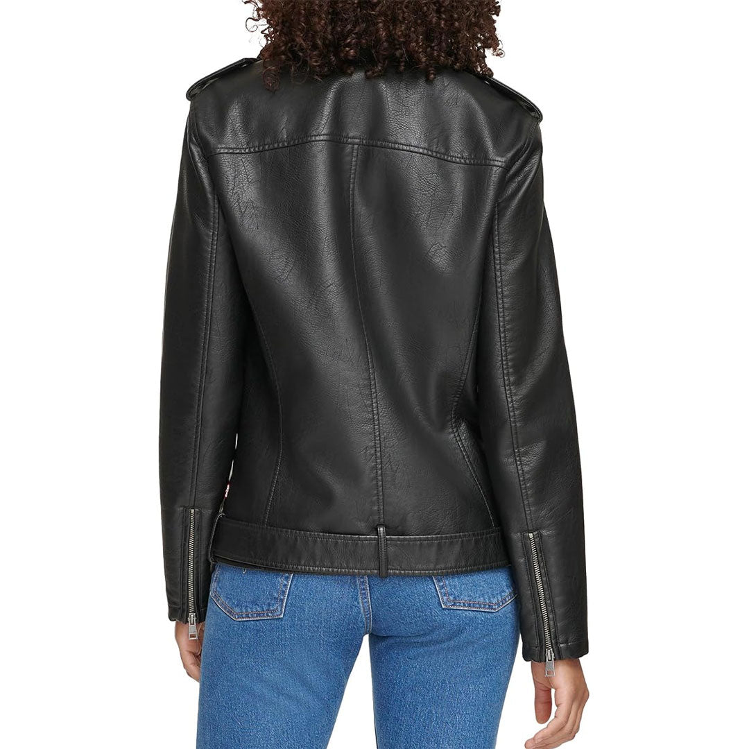 Women's Removable Fur Belted Waist Suede Leather Jacket