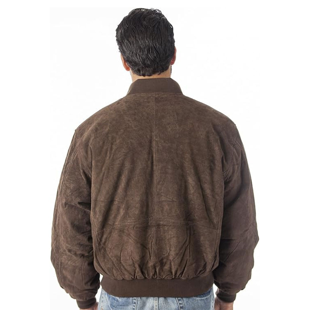 Men's Zipper Suede Leather Bomber Jacket